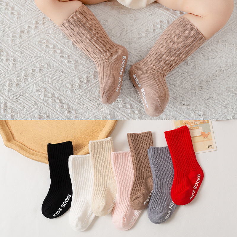 Baby Socks Baby Socks Infant Non-slip Double Needle Floor Socks 0-1-3 Children Mid-tube Socks Spring Autumn and Winter Cotton