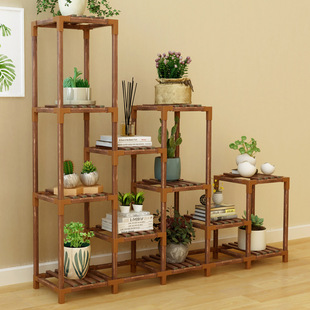 Flower Rack Solid Wooden Fleshy Multi-layer Indoor Balcony Storage Living Room Multi-layer Floor-standing Interface Simple Flower Pot Rack