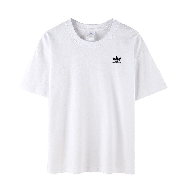 2025 Cross-Border T-Shirt Men's Short-Sleeved Clover Summer 230g Thick Opaque Loose White t Half-Sleeve