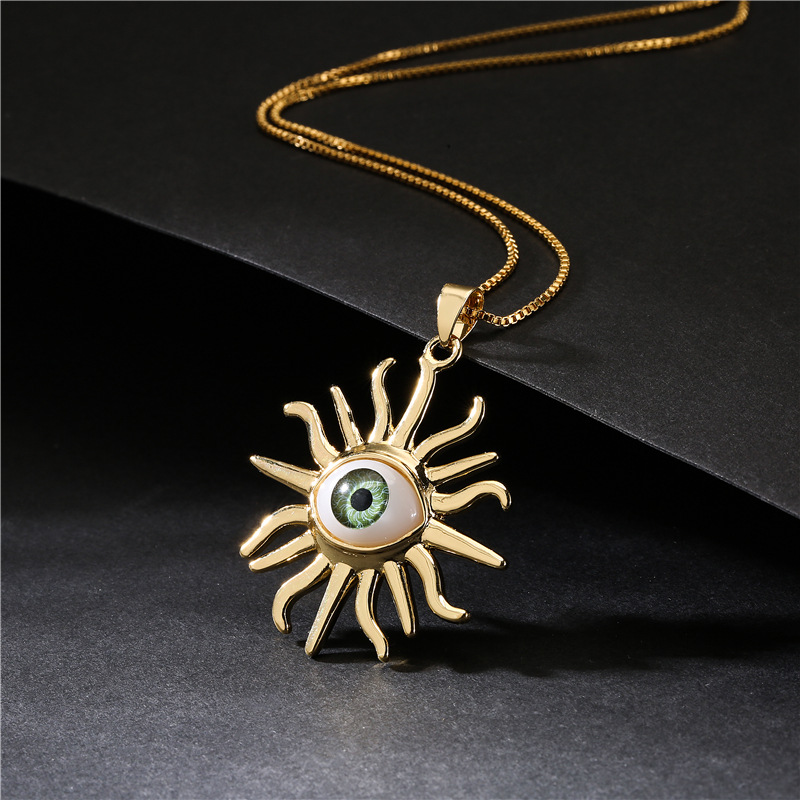 wholesale jewelry sun-eye shape pendant copper necklace nihaojewelry