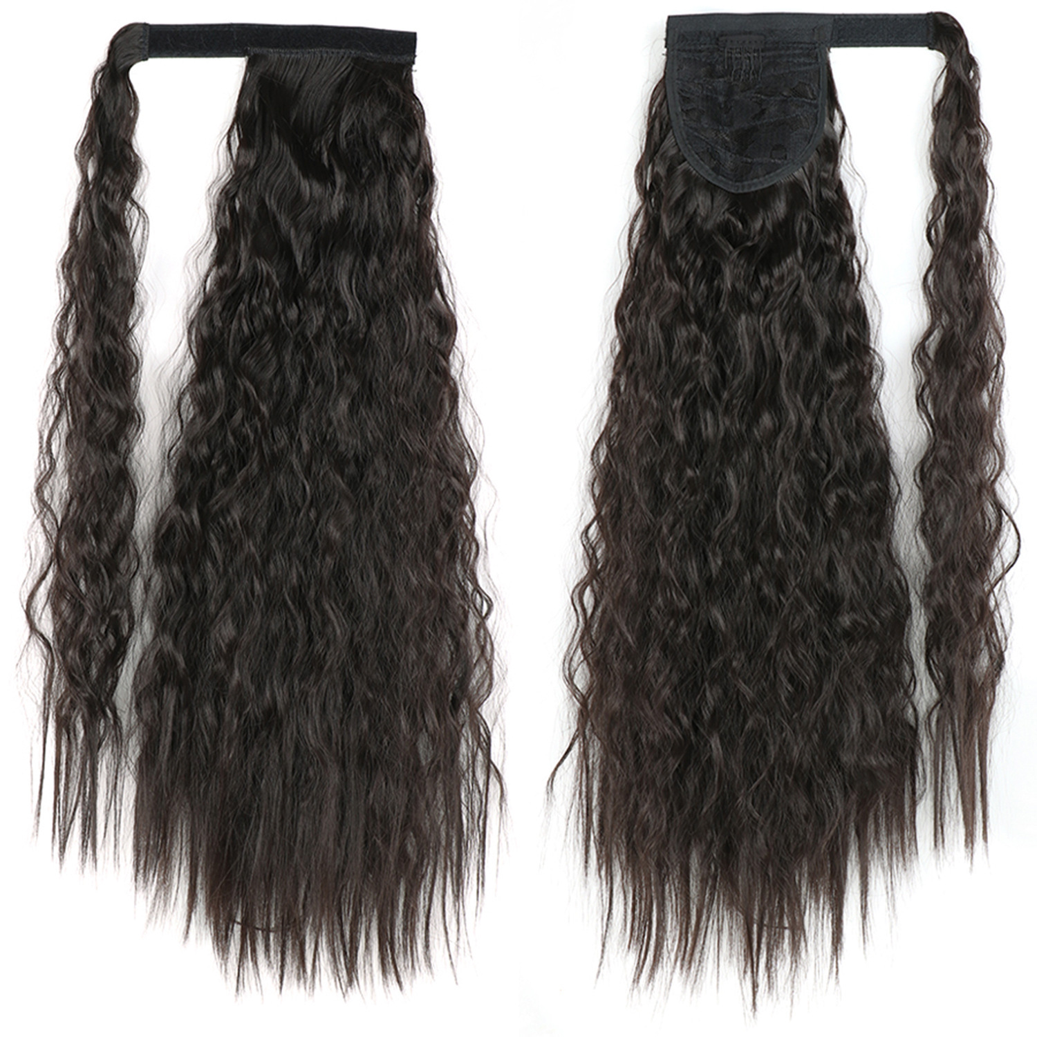 55CM seda europea y americana de alta temperatura velcro de maíz velcro de cabello largo rizado agua cola de caballo pelucas onduladas