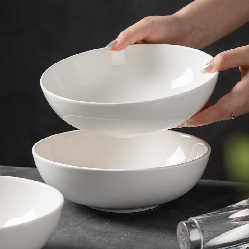 Pure White 7inch Large Soup Bowl Ceramic Large Noodle Bowl High-End Soup Noodle Bowl 2026 New Model Large Instant Noodle Bowl
