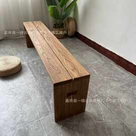 老榆木长条凳元宝矮凳家用客厅双人餐凳实木换鞋凳商用饭店长凳