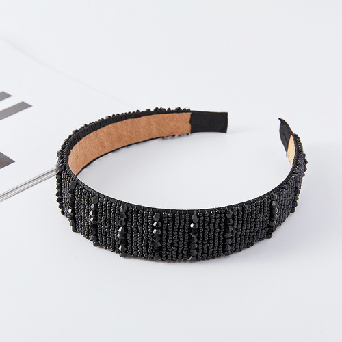 New European and American Baroque crystal headband small version sponge thin edge headband Korean version rhinestone beaded hair accessories for women