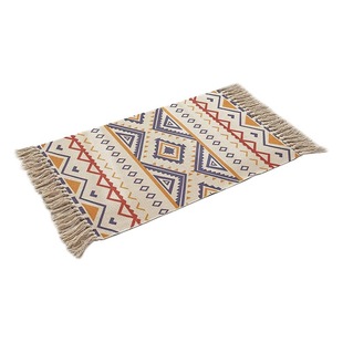 Cross-border Amazon Cotton and Linen Floor Mat Hand-woven Tatami Nordic Ethnic Cotton and Linen Living Room Bedroom Bedside