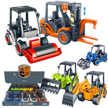 10只仿真惯性工程车706-69推土压路挖机叉车男孩汽车模型儿童玩具