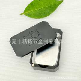 东莞厂家定制黑色方形金属化妆盒子固体旋转式锌合金香膏盒有内托