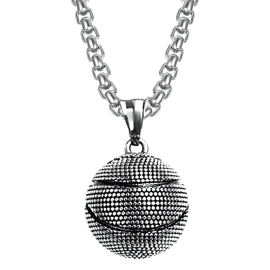 Collar con Dije de Baloncesto de Acero Inoxidable Galvanizado para Hombres