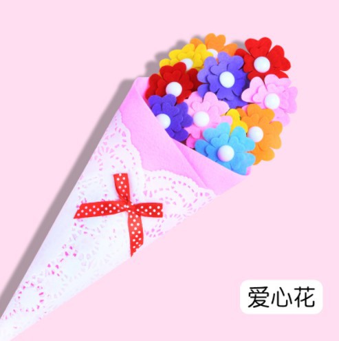 (2개) 유치원 교사의 날 수제 꽃다발 DIY 소재 가방 버튼 페인팅 작품 반제품 어린이 선물