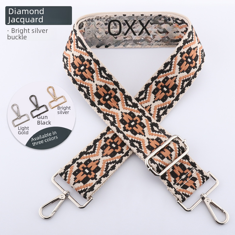 New Diamond Jacquard Bag Shoulder Strap Free Shipping Crossbody Adjustable Shoulder Strap Cross-Border 5cm Wide Shoulder Strap Bag Strap