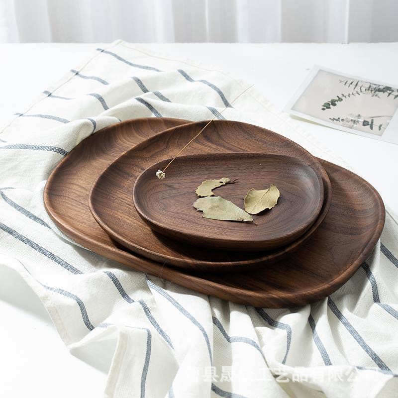 Bandeja de madera de forma especial de estilo americano en casa para hornear pan postre galleta Placa de exhibición de madera maciza bandeja de té de forma irregular