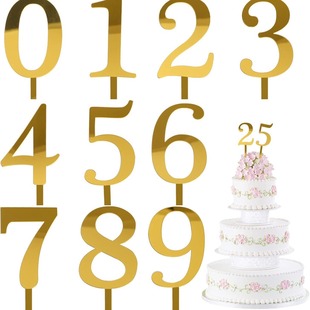 Acrylic 10 Pack Numbers 0-9 Wedding Anniversary Cake Plug-in Birthday Party Baking Decoration Props