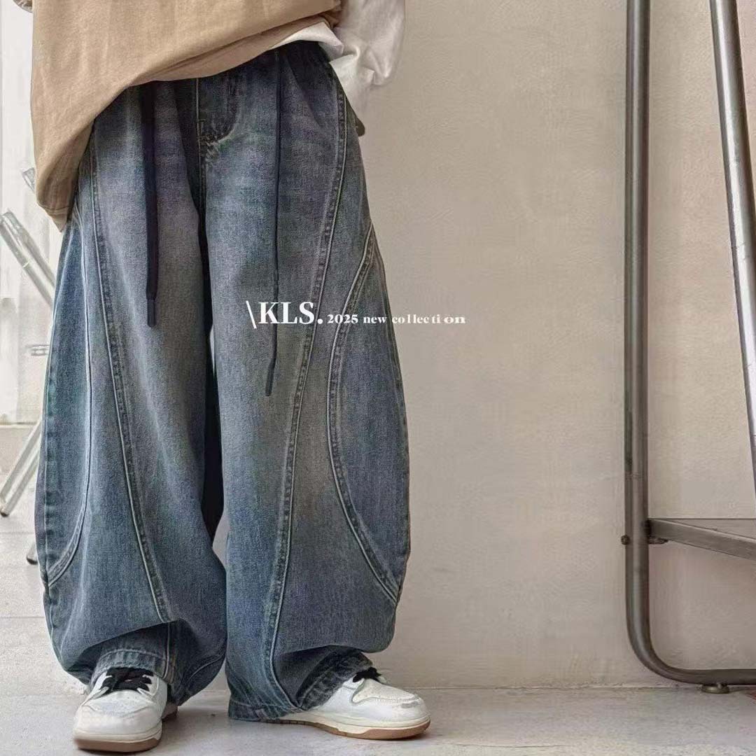 Autumn New Children's Scimitar Jeans Boys' Loose Casual Long Pants for Older Children Korean Style Casual Pants Children's Clothing