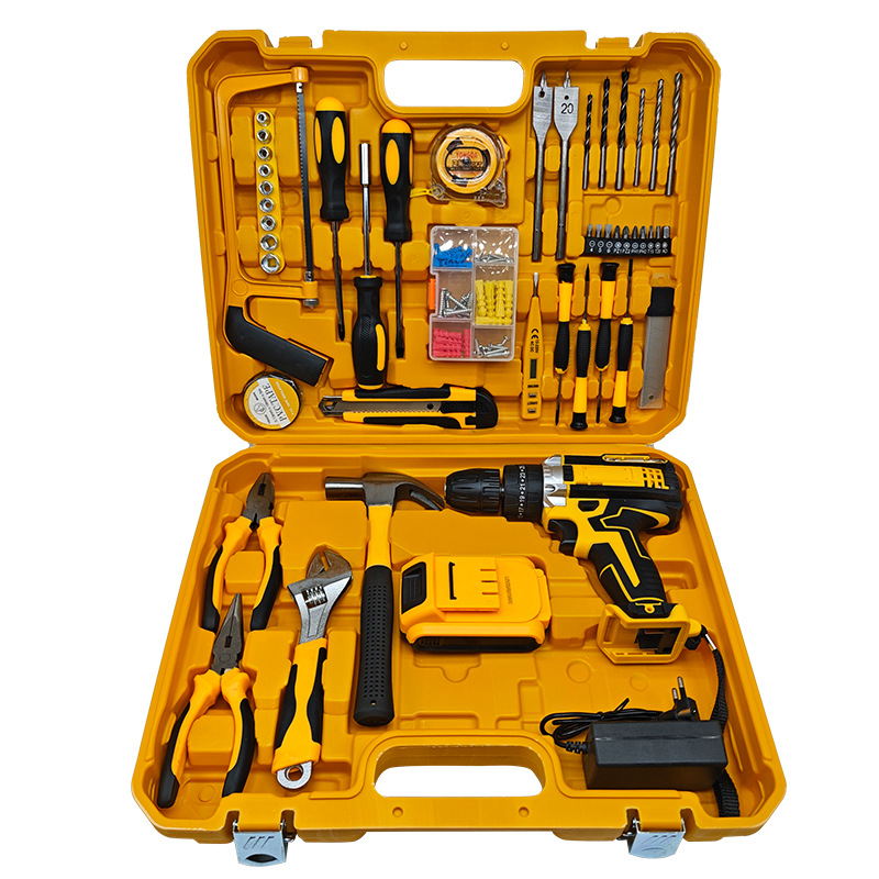 Batería de litio Taladro recargable Taladro eléctrico de litio de alta potencia Destornillador eléctrico multifuncional Taladro de pistola Juego de herramientas de batería Comercio exterior