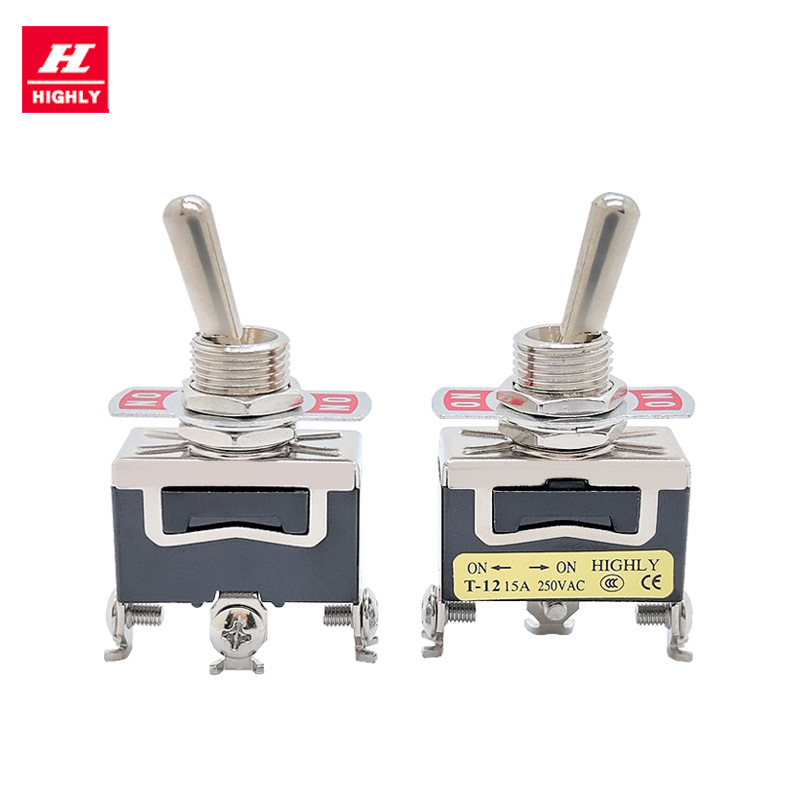 HIGHLY海立钮子摇臂拨动开关2档3脚自锁T-12BS/T-12CS/T-12AS原装