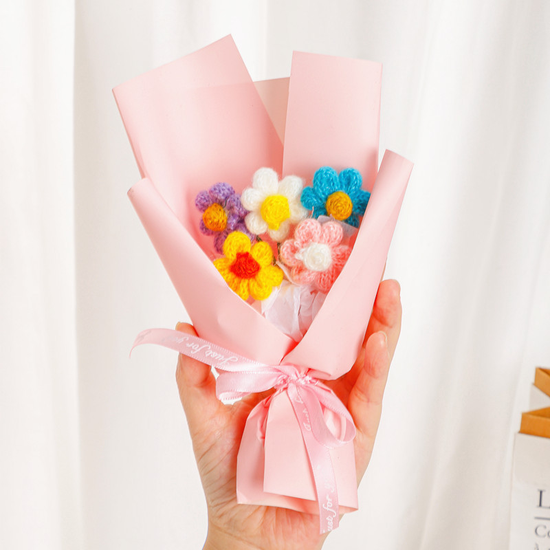 Regalos creativos de Acción de Gracias y Navidad, flores de punto, pequeños ramos, decoraciones florales de hilo, adornos, regalos de Año Nuevo