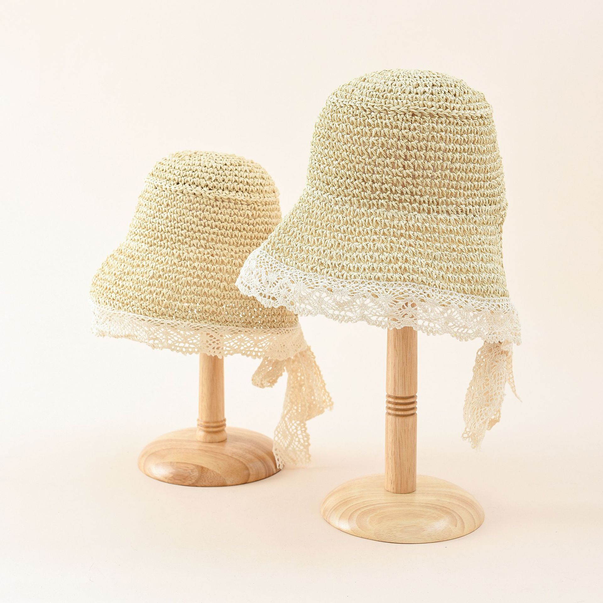 Verano estilo coreano padre-hijo nueva moda encaje sombrero de paja mujer playa niños fresco viaje vacaciones sol sombrero