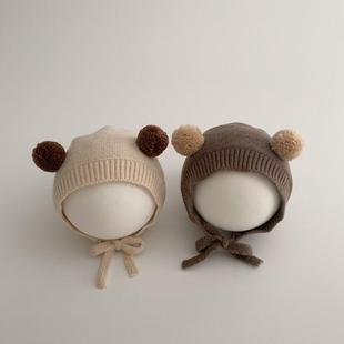 Cute Baby Wool Cap for Boys and Girls Autumn and Winter Children's Fetal Cap Thickened Warm Baby Knitted Ear Protection Hat Trendy