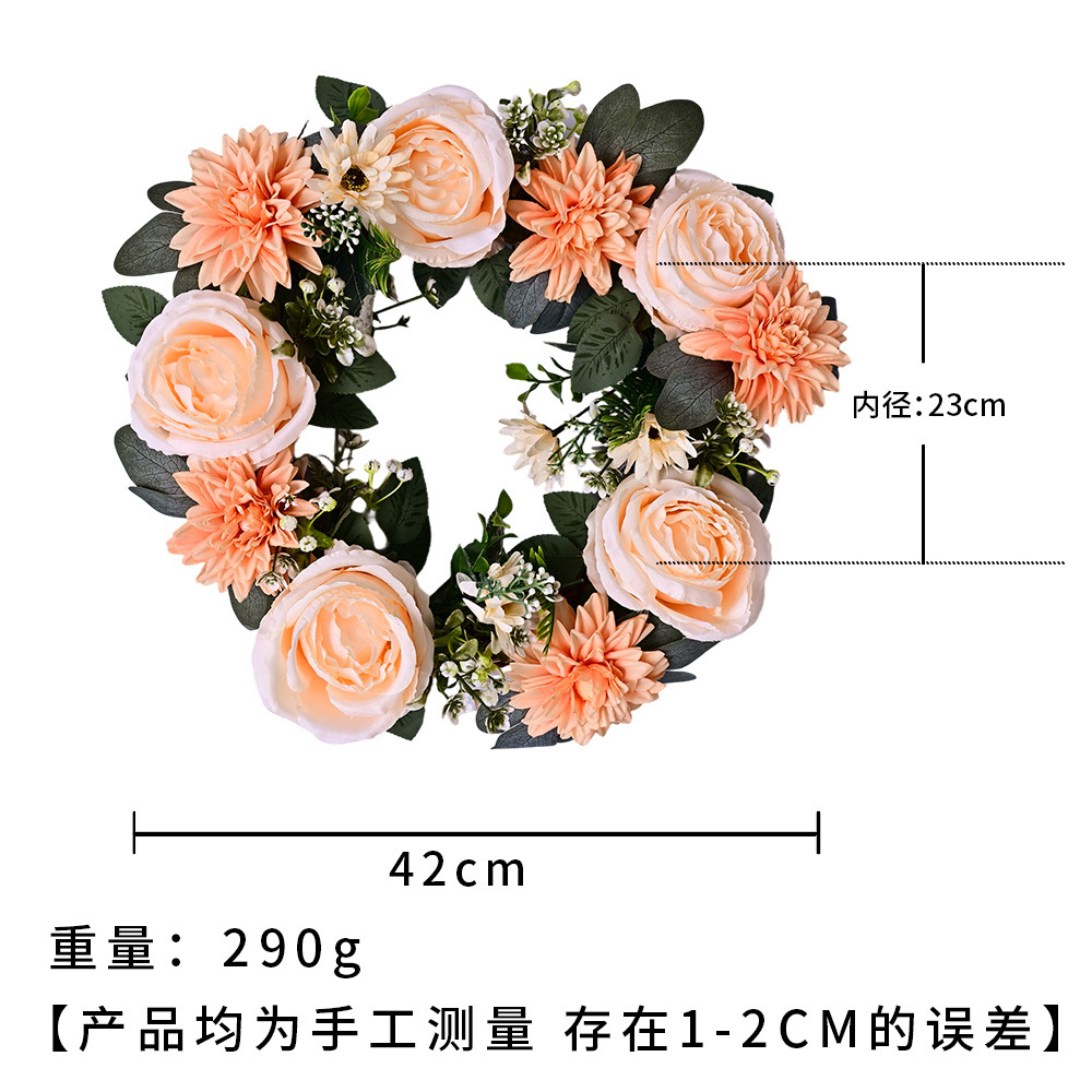 Simulación de peonía rosa guirlanda de flores de Navidad rosa de flores de flores