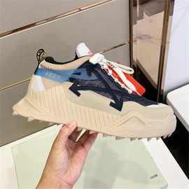 欧洲站男鞋春季OFF老爹鞋男真皮潮牌内松糕厚底情侣款运动女