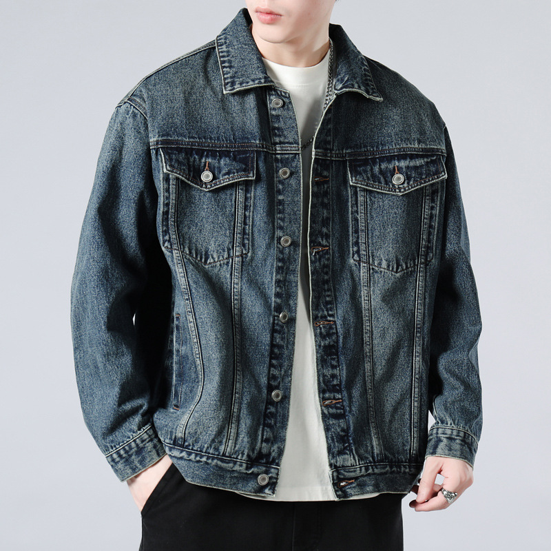 2026 Spring New Denim Jacket Men's Cotton Stylish Korean Style Casual Jacket Men's Spring and Autumn Retro Top