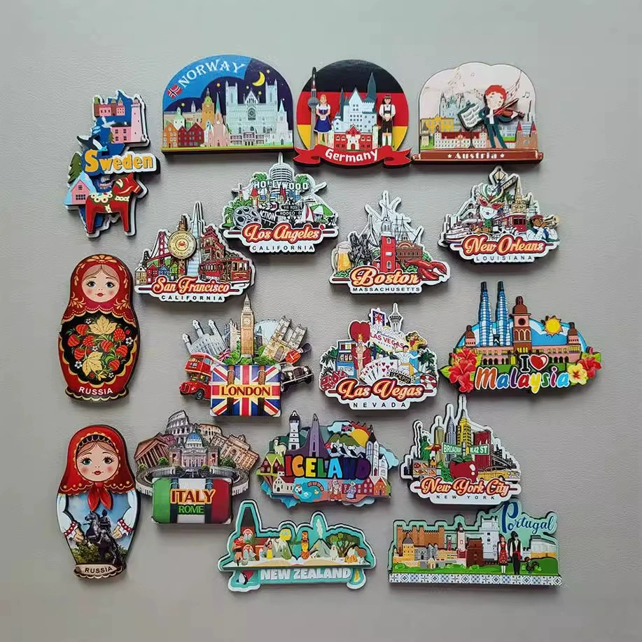 США, Австрия, Германия, Норвегия, Италия, Великобритания, путешествия сувенирные деревянные магниты на холодильник