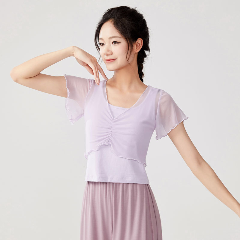 Dance Clothing Tops Chinese Classical Dance Body Training Clothing Ballet Dance Performance Clothing Slim Fit Small Flying Sleeves Practice Clothing