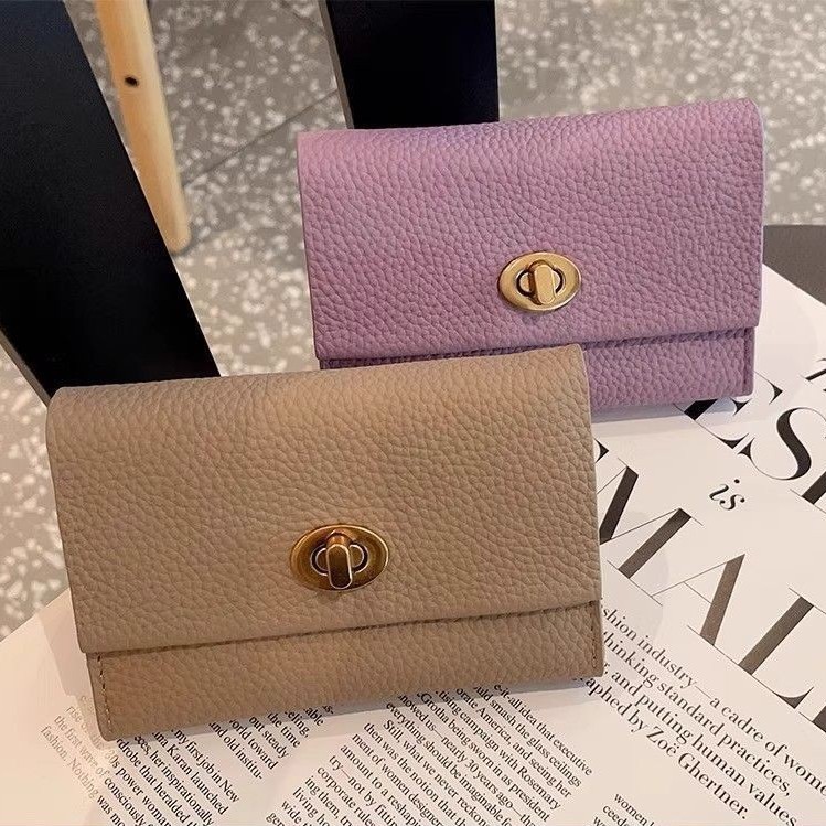 New Korean style short wallet for women, trendy solid color, simple folding wallet with multiple card slots, wholesale.