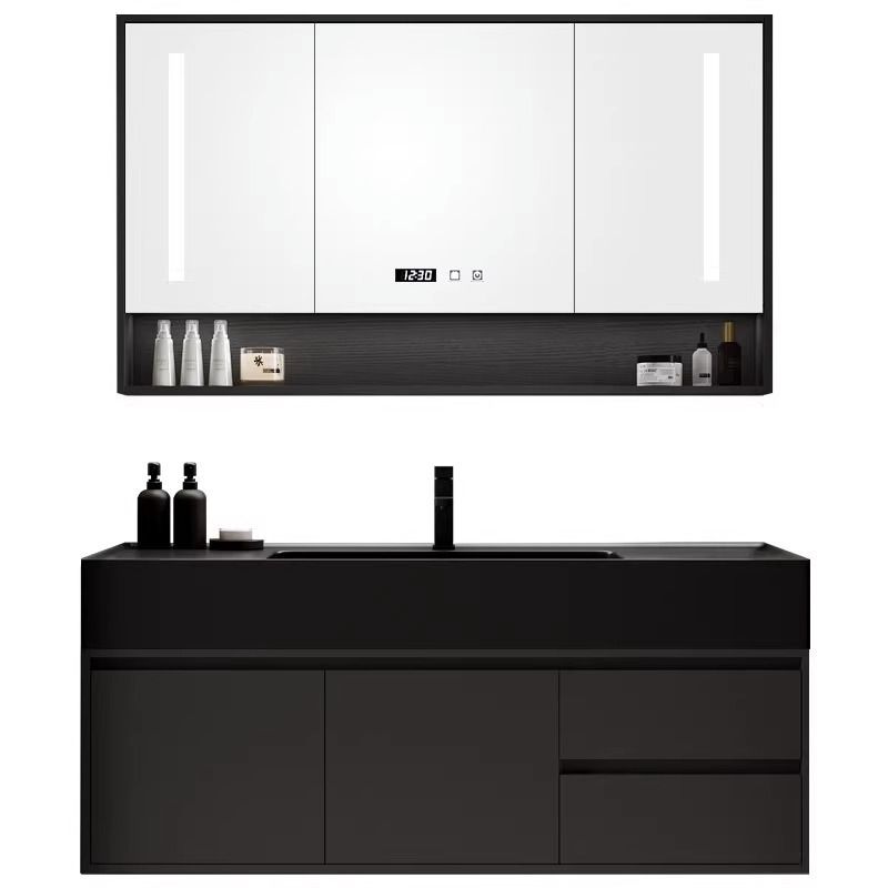 Gabinete de baño combinación cuenca nano integrado luz inteligente lavabo de lujo lavabo mesa de lavado lavabo mueble de baño