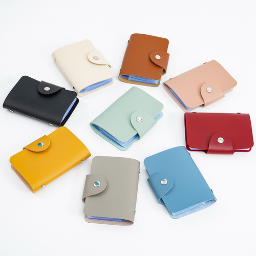 Anti-magnetic card wallet card case wholesale multi-card position bank leather anti-skimming card bag printing advertising gift card clip 