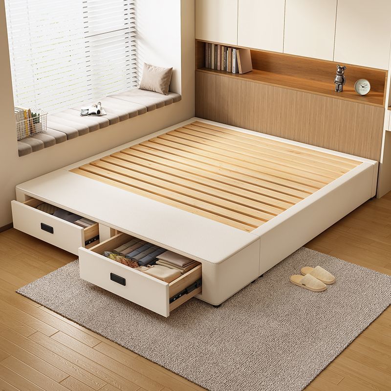 Cama de madera maciza sin cabecera Cama de almacenamiento de caja Cama de almacenamiento de cajón de marco de fila de tatami de apartamento pequeño