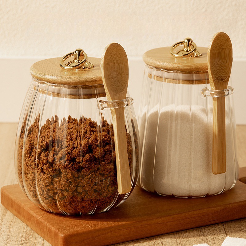 Latas de azúcar, almacenamiento de azúcar blanco, cocina de azúcar, vidrio doméstico, frutas secas, té, tanque de almacenamiento portátil