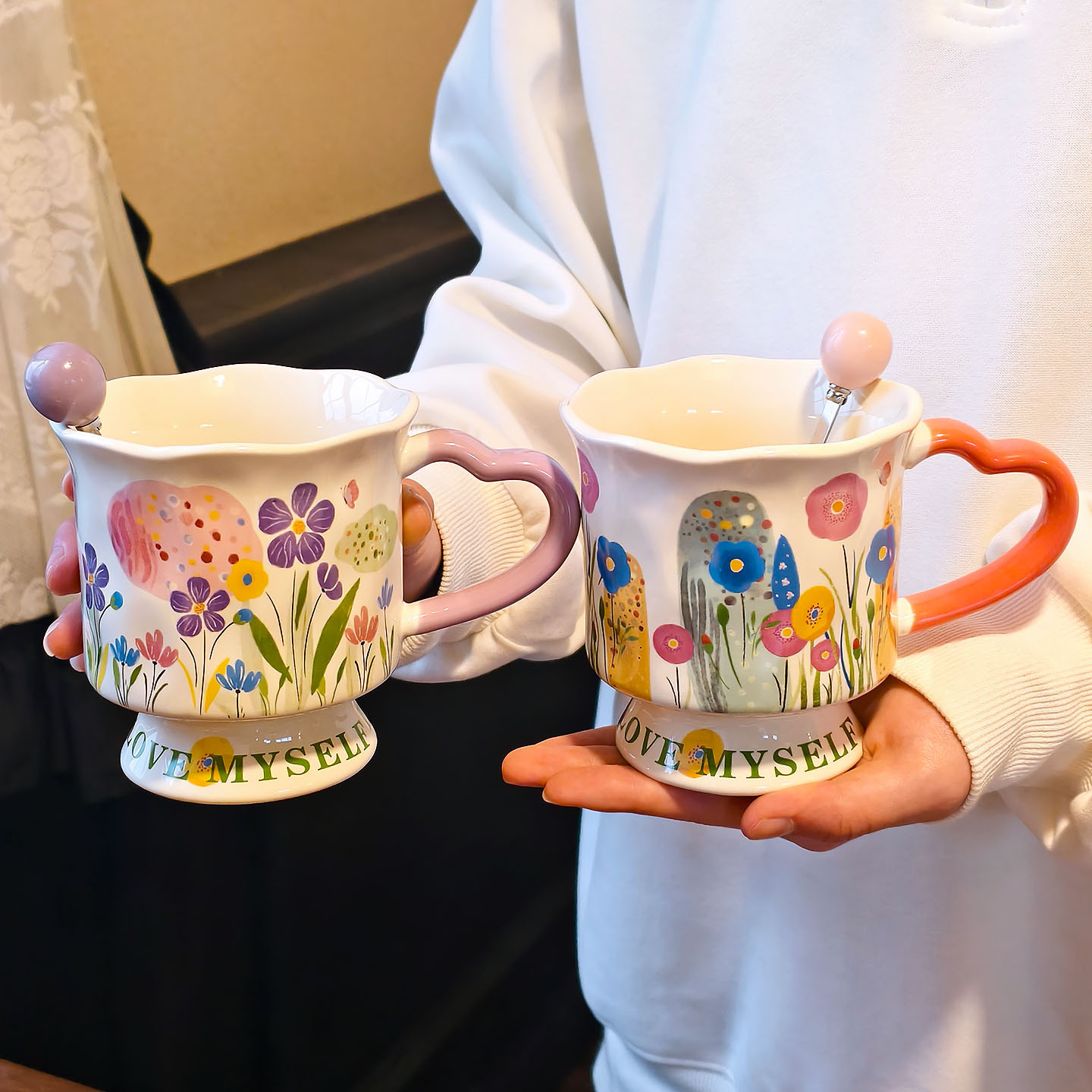 High-Value Floral Mug Unique Design Ceramic Drinking Cup For Girls Birthday Gift Souvenir_voghion.com