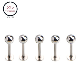 F136 Titanium Alloy Internal Tooth Nail External Thread Round Ball Tongue Nail Flats Bottom Ear Nail G23 Titanium Factory Direct Sales Piercing Jewelry