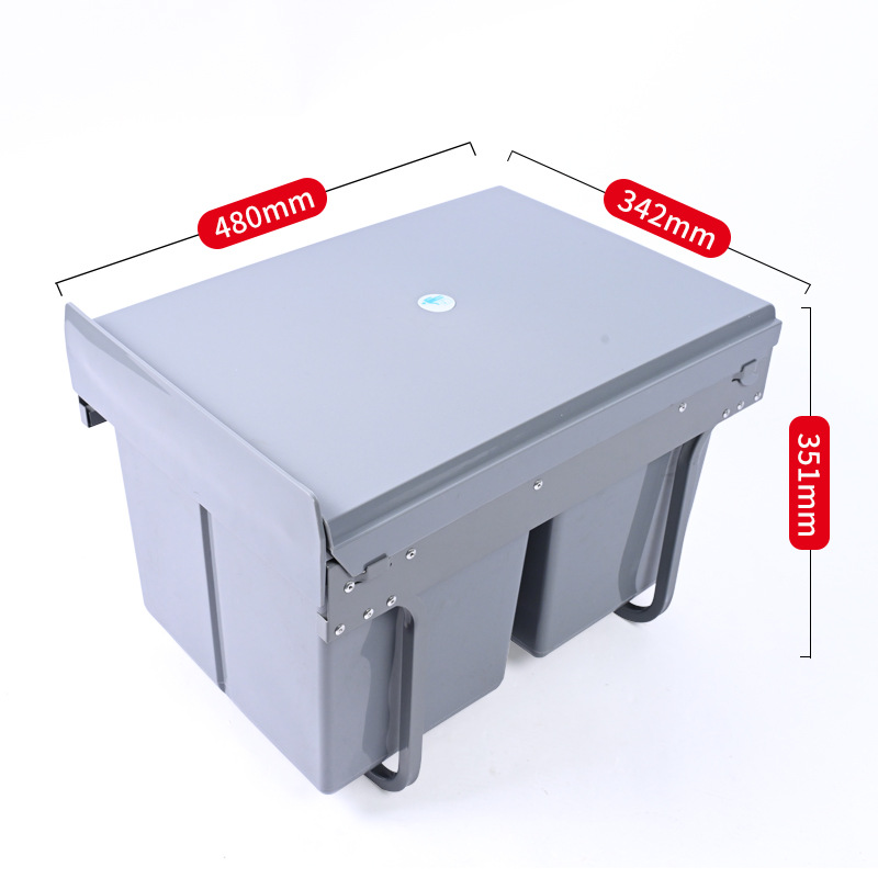 Almacenamiento invisible 400 gabinetes de gabinetes de hierro estante de extracción de clasificación 2 × 15L integrado de plástico doble cubo de basura