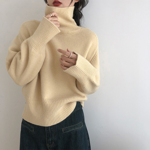 Women's High-Neck Sweater for Autumn/Winter 2025 Soft and Chilling Relaxed Style Loose Outerwear High-Quality Knit Top with Thickenings