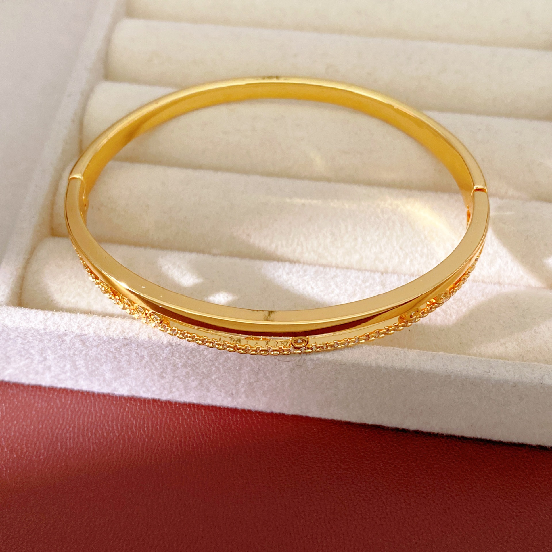 Pulsera - oro - doble capa redonda (chapada en oro real)