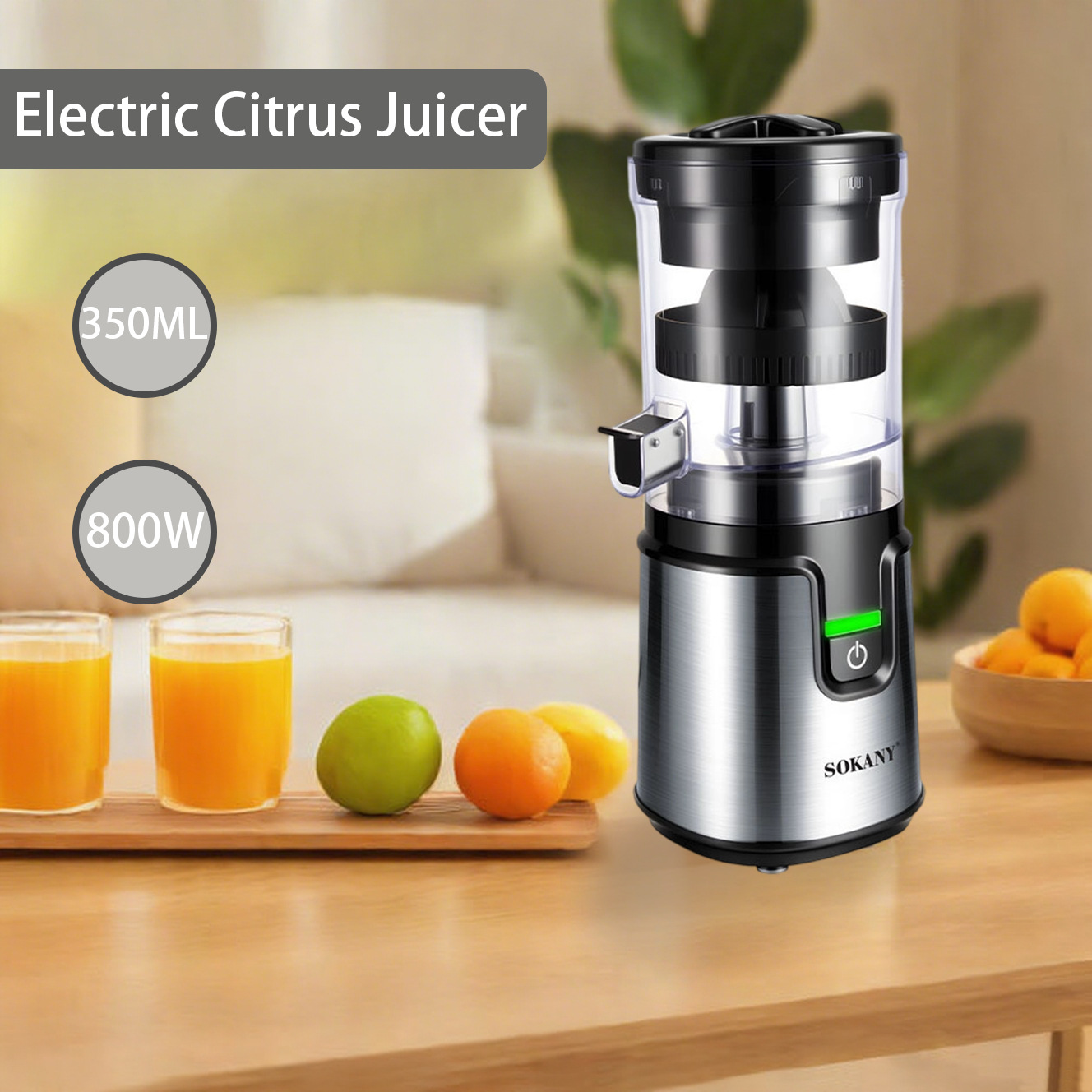 Cross-Border European Standard Small Household Electric Juicer 800W Automatic Orange Juicer Electric Juicer 350ml