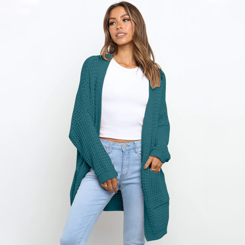 women s mid-length loose long-sleeved knitted jacket nihaostyles clothing wholesale NSSA71916