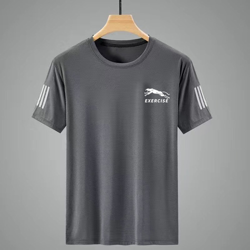 Summer Men's Ice Silk Mesh Short Sleeve T-Shirt for Men Loose Solid Color Half-Sleeve Plus Size Simple Stylish Basketball Top Trendy