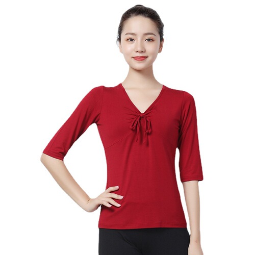 Modern Dance Exam Top, Adult Female Ballet Dress with Butterfly Bow, Practice Wear for Square Dance, Dance Costume for Modern Dance, Drop Ship