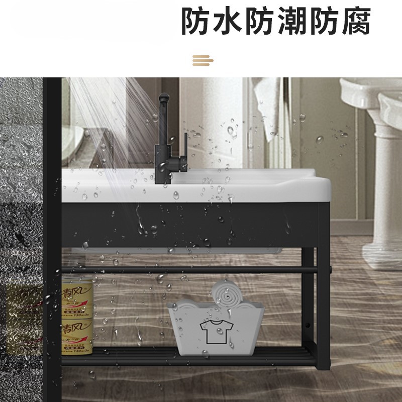 lavabo de cerámica con placa de fricción soporte de acero inoxidable lavabo de balcón tipo pared colgante lavabo integrado al aire libre