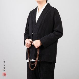 Spring and Autumn Bead-Button Robe Ethnic Style Layman Zen Clothing Men's Ancient Costume Martial Arts Customer Service Chinese Tang Suit Jacket All-Cotton Top