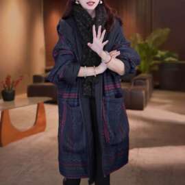 时尚复古双面双穿连帽棉服女25冬季新洋气百搭中长棉衣大口袋外套