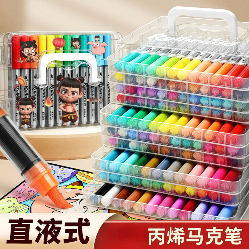 ストレート液体ソフトヘッドアクリルマーカー水彩ペン防水落書きカラー絵画ペンアート水洗い可能な絵画ブラシ積み重ね可能|undefined
