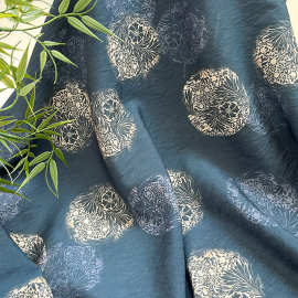 碎花团花新中式国风数码印花布料锦棉面料旗袍连衣裙上衣汉服面料