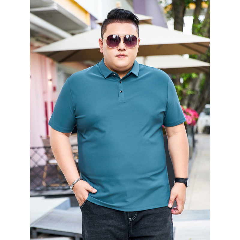 Verano hielo gordo hombre camiseta de manga corta para hombres ganancia de peso polo camiseta gordo tamaño grande suelto media manga grande