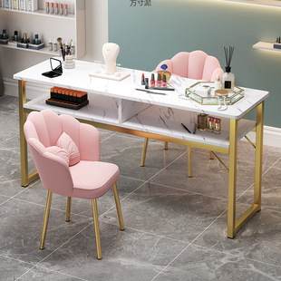 2025 Light Luxury Nail Art Table and Chair Set Iron Art Commercial Office Desk and Chair Installation Service Certification Fep