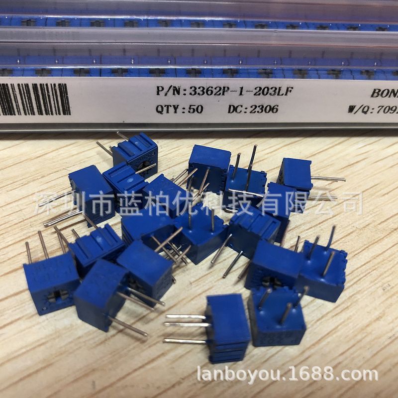 直插件 3362P可变电阻 可调微调电位器 3362P-1-203LF 3362P-20K