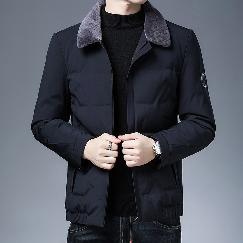 Tommy's New Men's down Jacket, Winter New Style, White Duck Down, Business Casual, Lapel, Thickened, Cold-Resistant Coat, Trendy